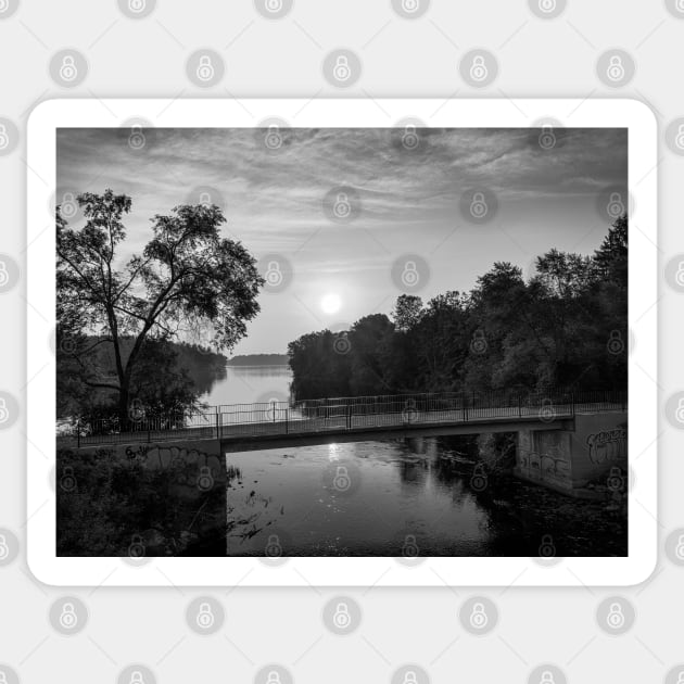 Sunrise Bridge on the River V4 Sticker by Family journey with God